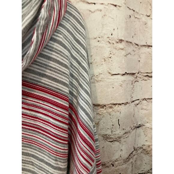 Christopher Banks Sunday Top Womens 1X Gray Red Striped Cowl Neck Stretch Plus - Picture 7 of 13